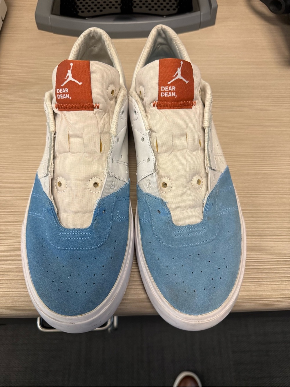 Nike Men’s Light Blue & Cream Suede Athletic Sneakers with Orange Tongue Tab